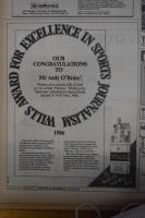 1987 Times of India Wills Award for Excellence in Sports Journalism